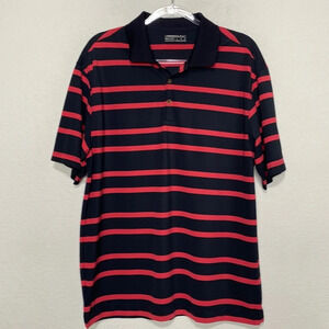 Nike Golf Red Black Preppy Striped Short Sleeve Business Polo Shirt Size L